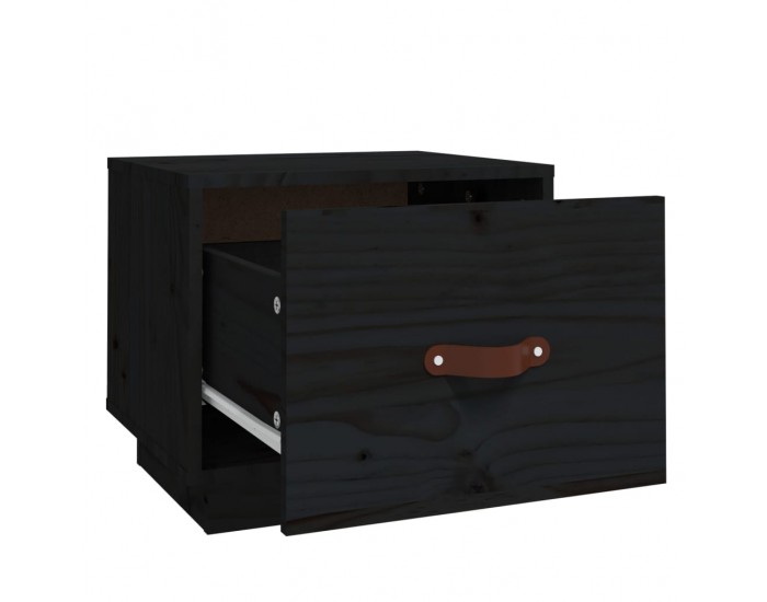 Sonata H Нощно шкафче, черно, 40x34x35 см, борово дърво масив