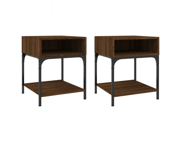 Sonata H Нощни масички, 2 бр, кафяв дъб, 40x41x50 см, инженерно дърво