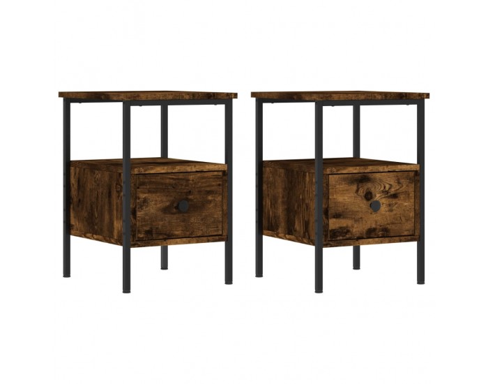 Sonata H Нощни шкафчета 2 бр опушен дъб 34x36x50 см инженерно дърво