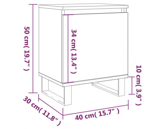 Sonata H Нощни шкафчета, 2 бр, сив сонома, 40x30x50 см, инженерно дърво