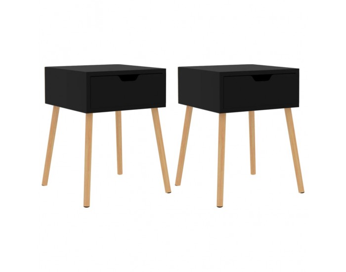 Sonata H Нощни шкафчета, 2 бр, черен гланц, 40x40x56 см, инженерно дърво