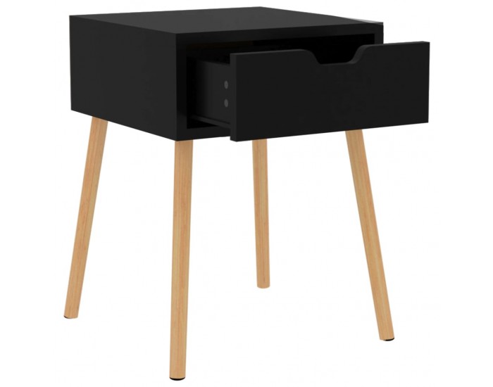Sonata H Нощни шкафчета, 2 бр, черен гланц, 40x40x56 см, инженерно дърво