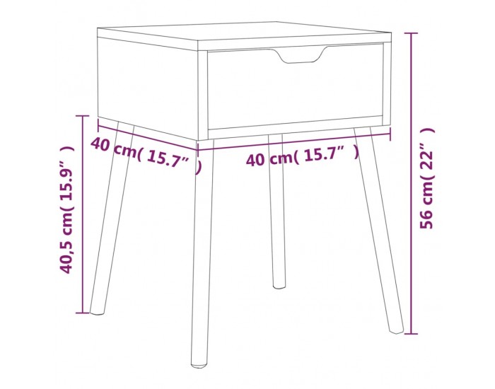 Sonata H Нощни шкафчета, 2 бр, черен гланц, 40x40x56 см, инженерно дърво
