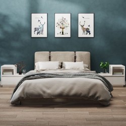 Sonata H Нощни шкафчета, 2 бр, бели, 60x34x51 см, борово дърво масив - Нощни шкафчета