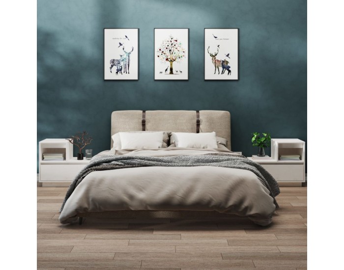 Sonata H Нощни шкафчета, 2 бр, бели, 60x34x51 см, борово дърво масив