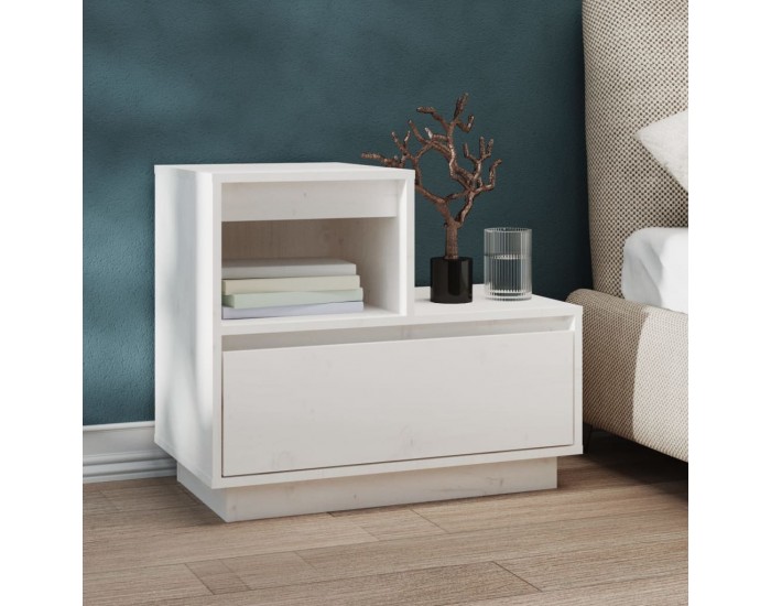 Sonata H Нощни шкафчета, 2 бр, бели, 60x34x51 см, борово дърво масив