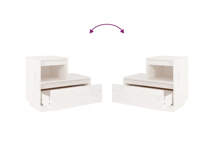 Sonata H Нощни шкафчета, 2 бр, бели, 60x34x51 см, борово дърво масив