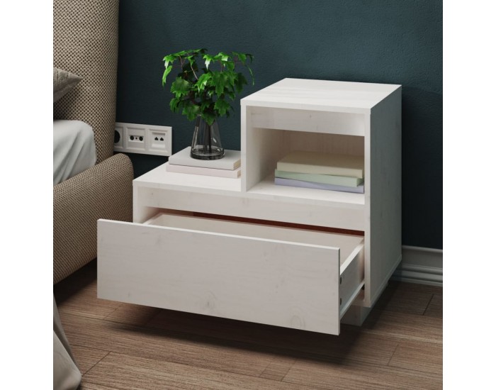 Sonata H Нощни шкафчета, 2 бр, бели, 60x34x51 см, борово дърво масив