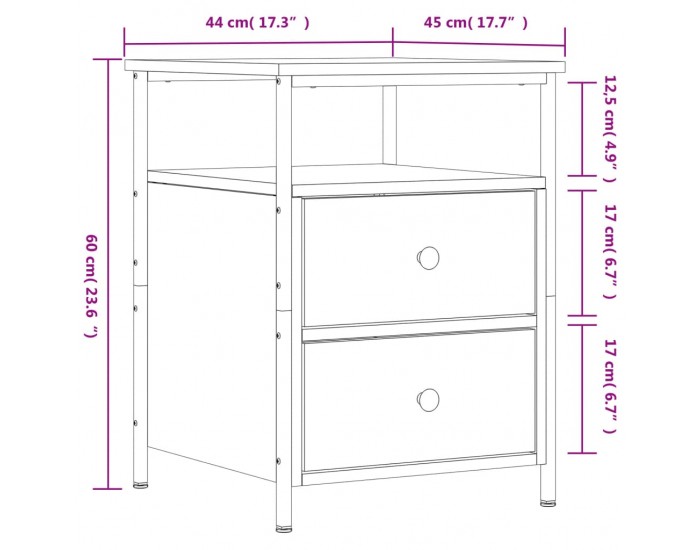 Sonata H Нощни шкафчета 2 бр опушен дъб 44x45x60 см инженерно дърво