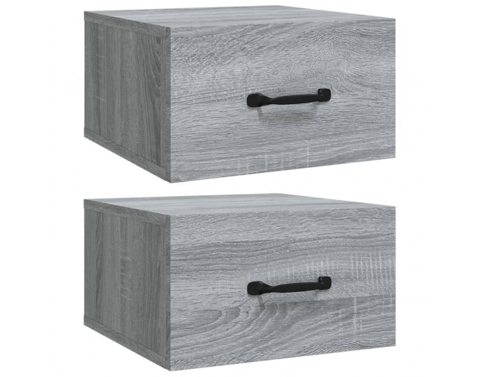 Sonata H Нощни шкафчета за стенен монтаж, 2 бр, сив сонома, 35x35x20 см