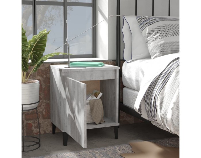 Sonata H Нощно шкафче с метални крака, сив сонома, 40x30x50 см