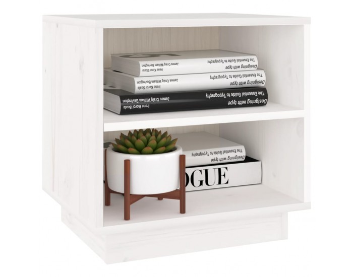 Sonata H Нощно шкафче, бяло, 40x34x40 см, борово дърво масив