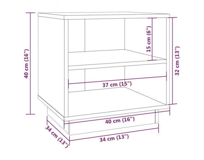 Sonata H Нощно шкафче, бяло, 40x34x40 см, борово дърво масив
