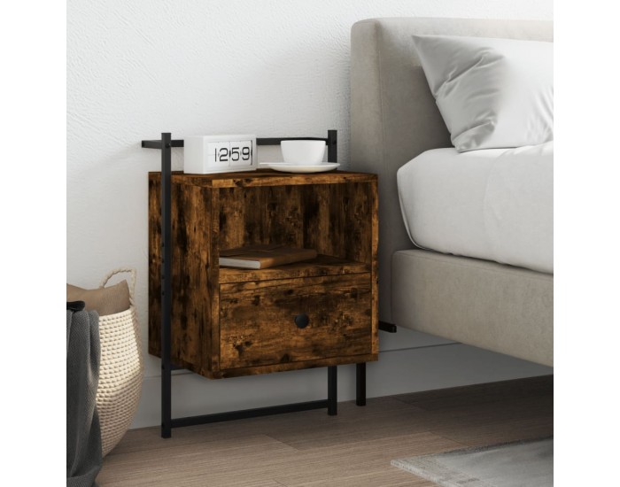 Sonata H Нощно шкафче стенно опушен дъб 40x30x61 см инженерно дърво