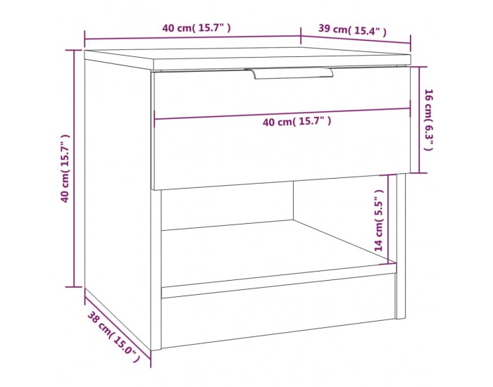 Sonata H Нощно шкафче, опушен дъб, инженерно дърво