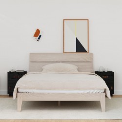 Sonata H Нощни шкафчета, 2 бр, черни, 40x34x55 см, борово дърво масив - Нощни шкафчета