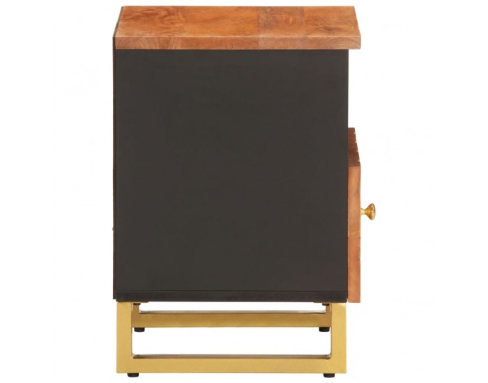 Sonata H Нощно шкафче, кафяво и черно, мангово дърво масив