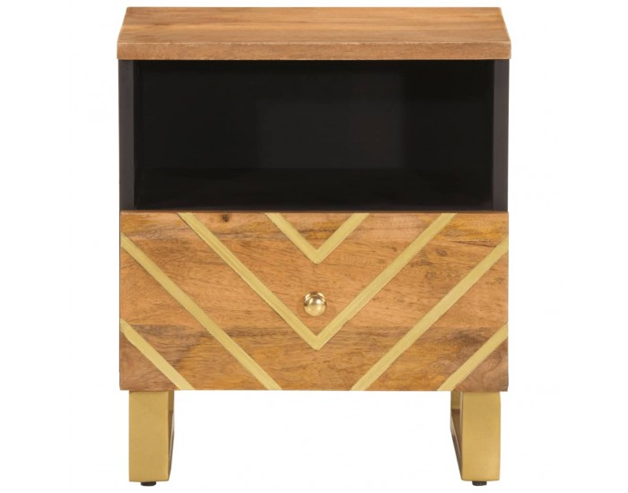 Sonata H Нощно шкафче, кафяво и черно, мангово дърво масив