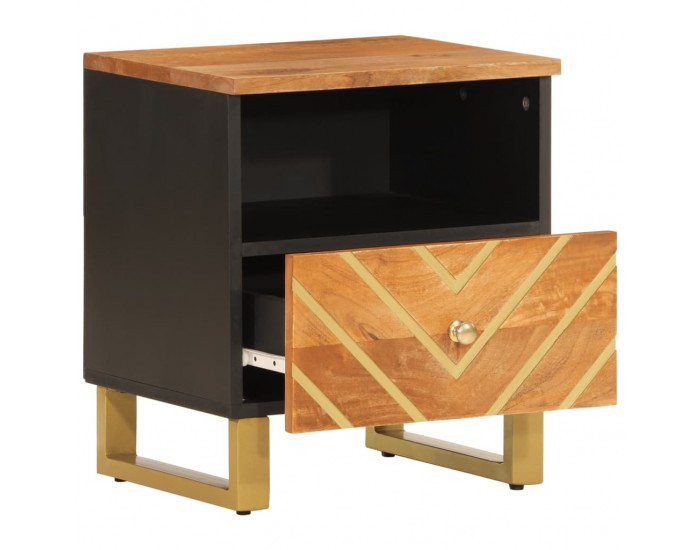 Sonata H Нощно шкафче, кафяво и черно, мангово дърво масив