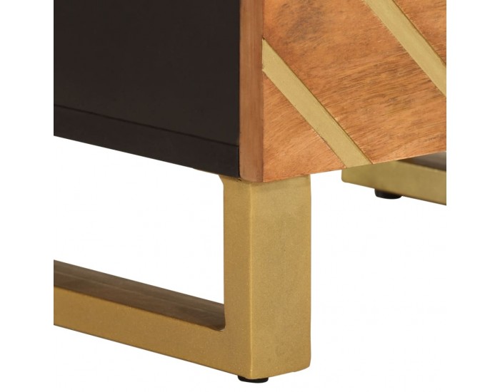 Sonata H Нощно шкафче, кафяво и черно, мангово дърво масив