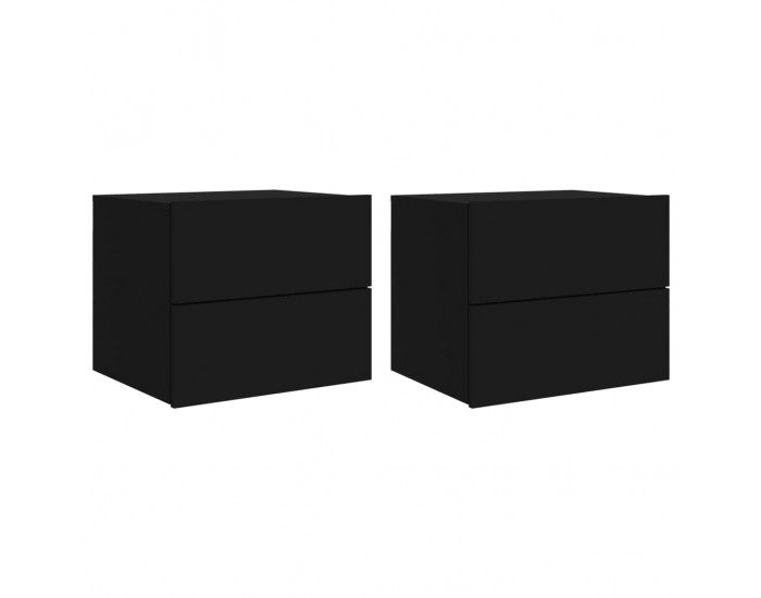 Sonata H Нощни шкафчета за стена с LED осветление, 2 бр, черни