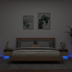 Sonata H Нощни шкафчета с LED осветление, 2 бр, сонома дъб, 40x39x37 см - Нощни шкафчета