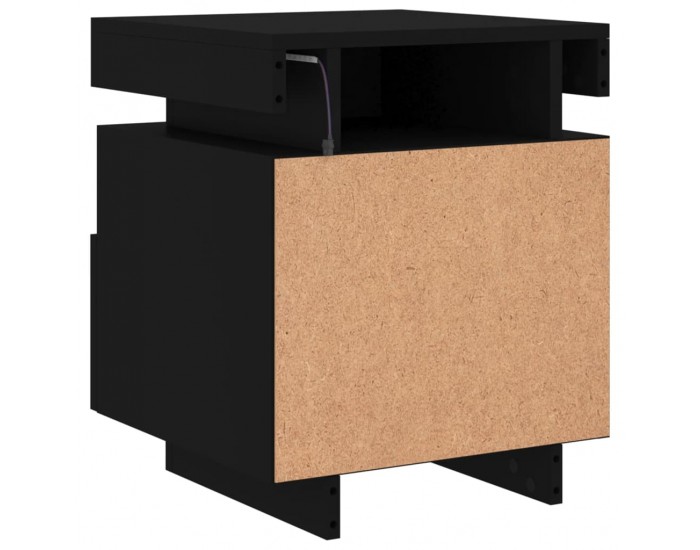 Sonata H Нощни шкафчета с LED осветление, 2 бр, черни, 40x39x48,5 см