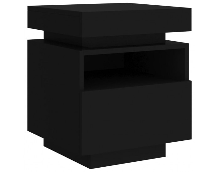 Sonata H Нощни шкафчета с LED осветление, 2 бр, черни, 40x39x48,5 см