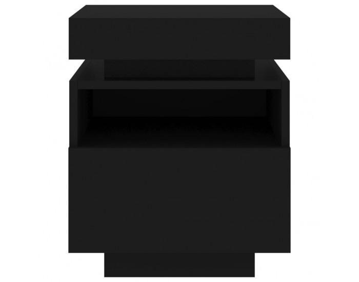 Sonata H Нощни шкафчета с LED осветление, 2 бр, черни, 40x39x48,5 см