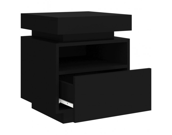 Sonata H Нощни шкафчета с LED осветление, 2 бр, черни, 40x39x48,5 см