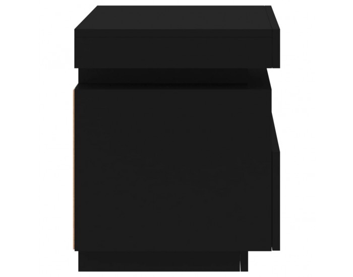 Sonata H Нощни шкафчета с LED осветление, 2 бр, черни, 40x39x48,5 см