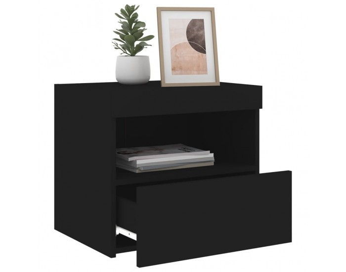 Sonata H Нощни шкафчета с LED осветление, 2 бр, черни, 50x40x45 см