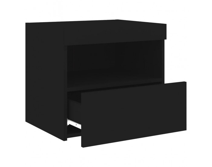 Sonata H Нощни шкафчета с LED осветление, 2 бр, черни, 50x40x45 см