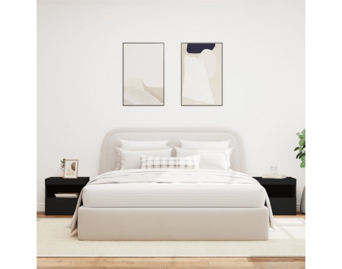 Sonata H Нощни шкафчета с LED осветление, 2 бр, черни, 50x40x45 см