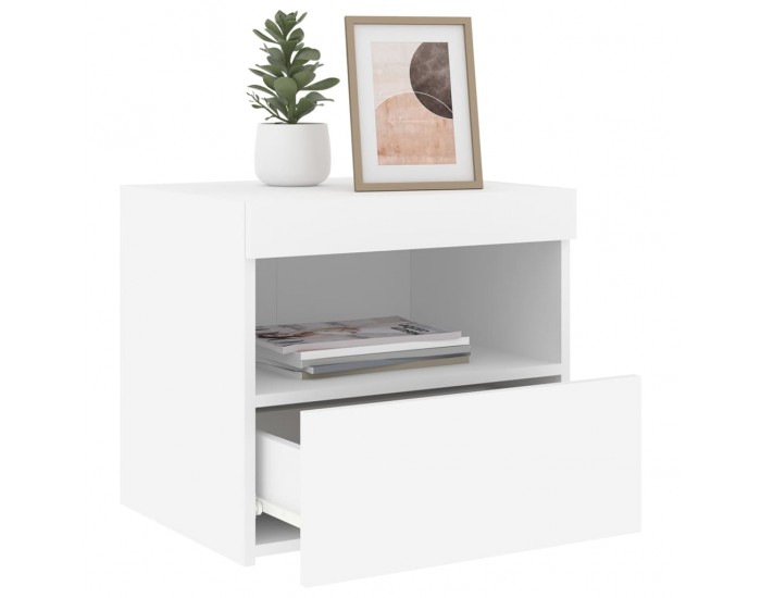 Sonata H Нощни шкафчета с LED осветление, 2 бр, бели, 50x40x45 см