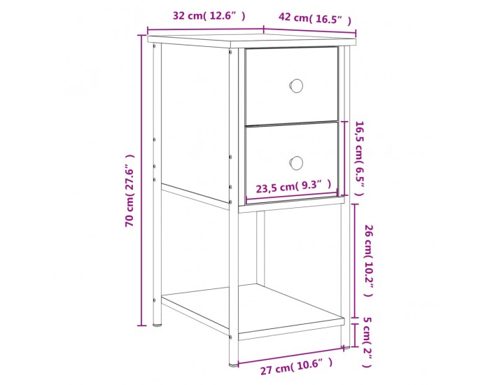 Sonata H Нощно шкафче, дъб сонома, 32x42x70 см, инженерно дърво
