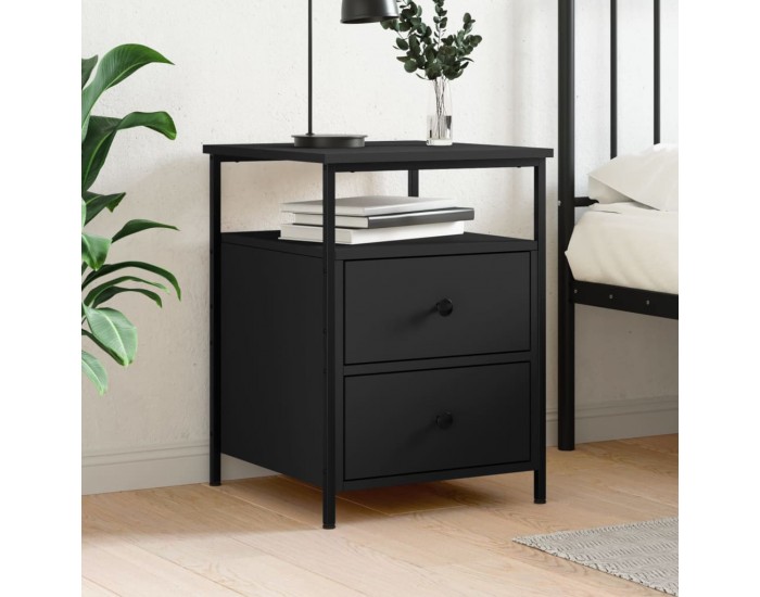 Sonata H Нощно шкафче, черно, 44x45x60 см, инженерно дърво