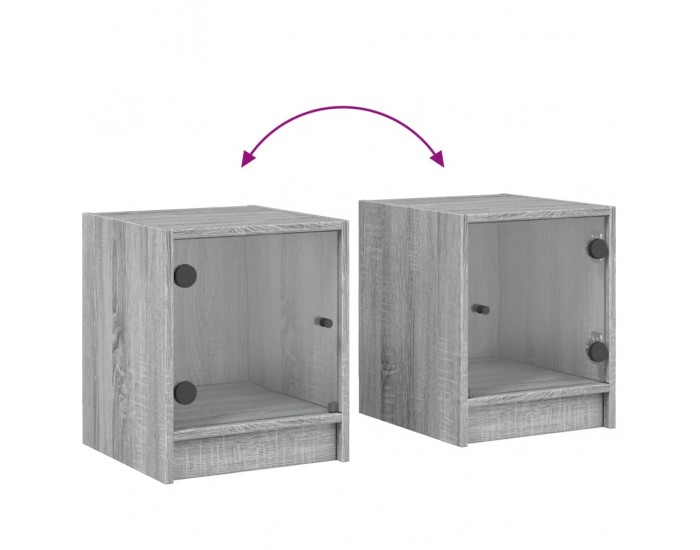 Sonata H Нощно шкафче със стъклена врата сив сонома 35x37x42 см