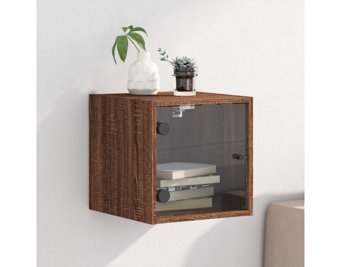 Sonata H Нощно шкафче със стъклена врата кафяв дъб 35x37x35 см