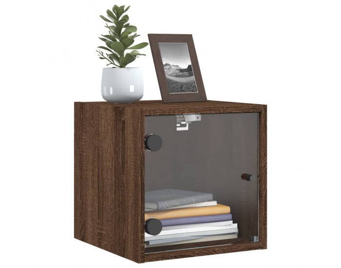 Sonata H Нощно шкафче със стъклена врата кафяв дъб 35x37x35 см
