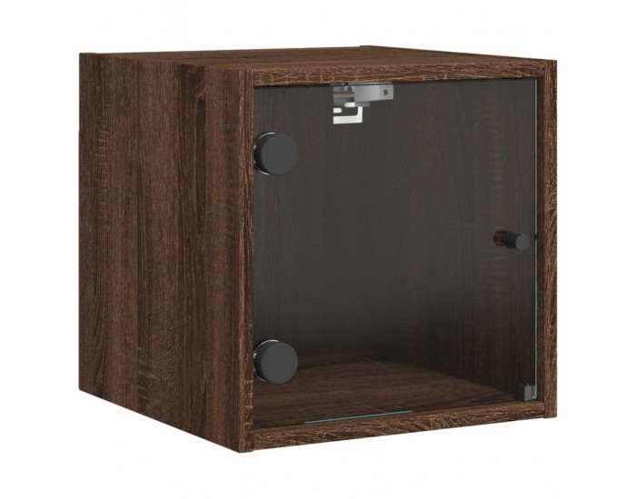 Sonata H Нощно шкафче със стъклена врата кафяв дъб 35x37x35 см