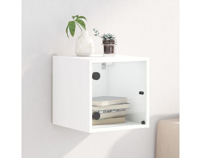 Sonata H Нощно шкафче със стъклена врата бяло 35x37x35 см