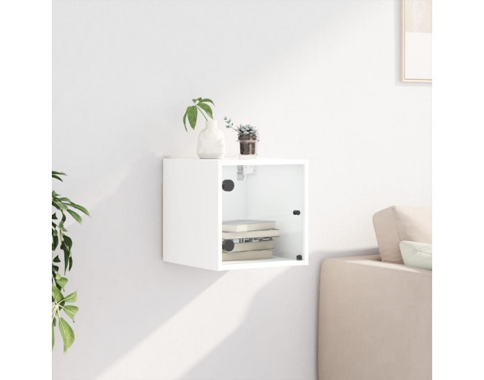 Sonata H Нощно шкафче със стъклена врата бяло 35x37x35 см