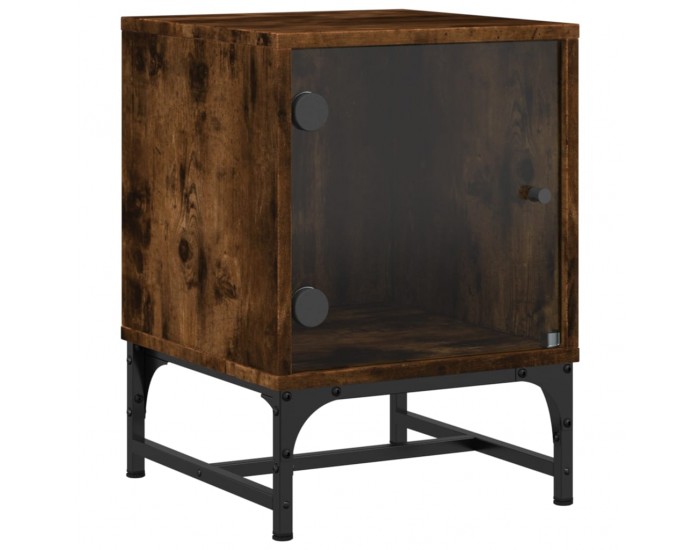 Sonata H Нощни шкафчета със стъклени врати 2 бр опушен дъб 35x37x50 см