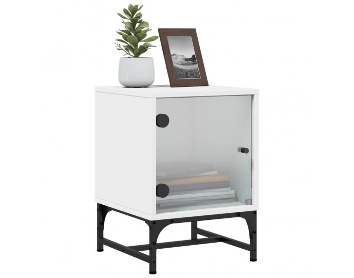 Sonata H Нощни шкафчета със стъклени врати 2 бр бяло 35x37x50 см