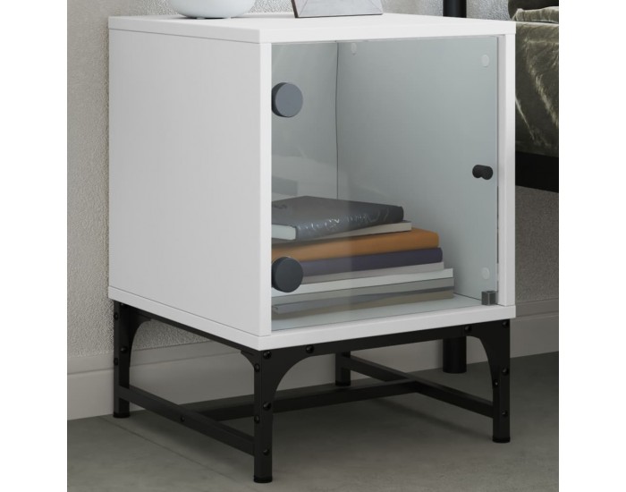 Sonata H Нощни шкафчета със стъклени врати 2 бр бяло 35x37x50 см