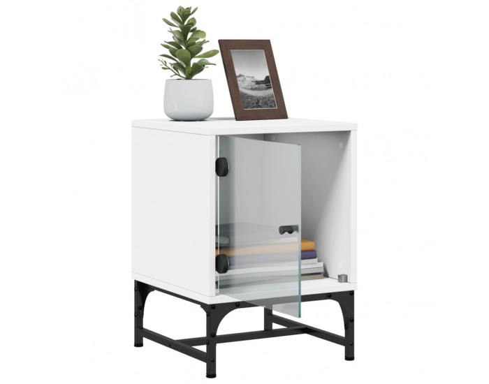 Sonata H Нощни шкафчета със стъклени врати 2 бр бяло 35x37x50 см