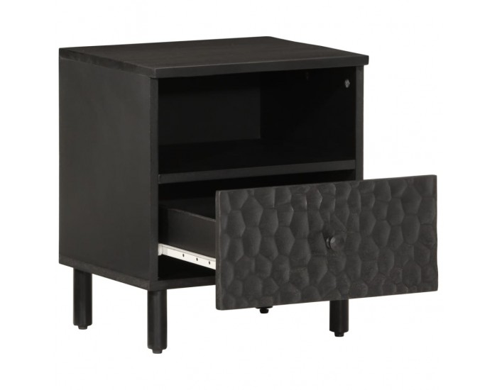 Sonata H Нощно шкафче, черно, 40x33x46 см, мангово дърво масив