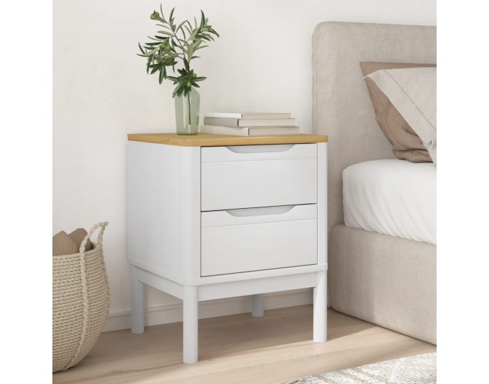 Sonata H Нощно шкафче, бяло, 45x39x57 см, борово дърво масив