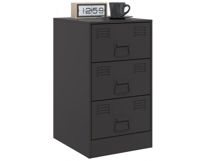 Sonata H Нощни шкафчета, 2 бр, черни, 34,5x39x62 см, стомана